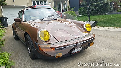 Red Porsche 911 on a street Editorial Stock Photo