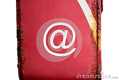 CITES symbol on red post box have the rust on white background Stock Photo