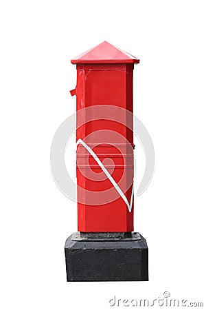 Red postbox isolated on white. Stock Photo