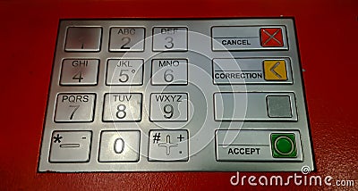 Red Press ATM EPP keyboard Stock Photo