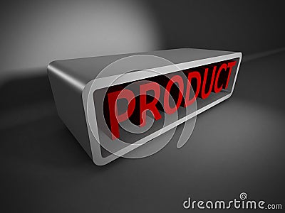 Red PRODUCT 3d word on dark background. business concept Cartoon Illustration
