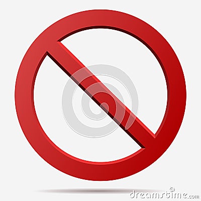 Red prohibition vector sign. Vector Illustration