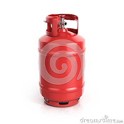 Red propane cylinder with compressed gas Cartoon Illustration