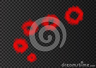 Red puff of smoke on transparent background Vector Illustration