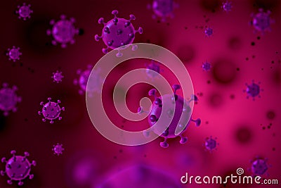 Red and purple coronavirus disease COVID-19 infection medical illustration. Cartoon Illustration