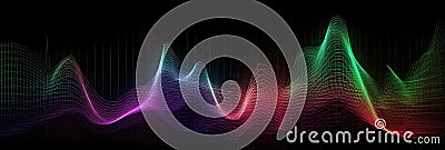 Red Purple Green A Digital Representation Of Sound Waves In An Array Of Colors Background. Generative AI Stock Photo