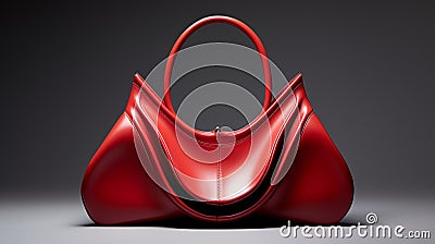 Sculptural Red Leather Handbag With Kinetic Lines And Curves Stock Photo