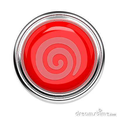 Red push button. Alarm sign, top view. 3d rendering illustration isolated Cartoon Illustration