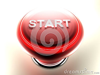 Red pushbutton to START - 3D rendering Stock Photo