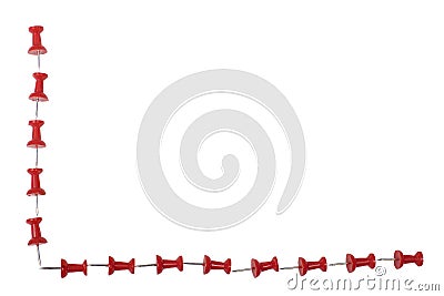 Red Pushpin Border Isolated on White Stock Photo