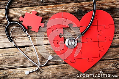 Red puzzle heart Stock Photo