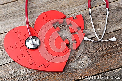 Red puzzle heart Stock Photo