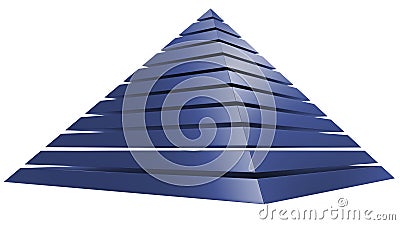 Red pyramid isolated on white. 3D rendering Stock Photo