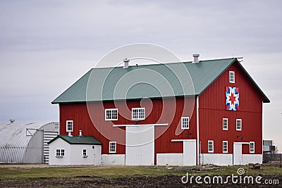 Red Quilt Barn - Janesville, Wisconsin Stock Photo