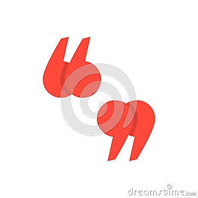 Red quotation marks with shadow Vector Illustration