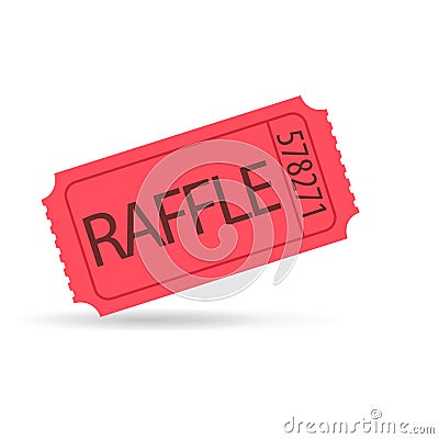 Red raffle ticket. Vector Illustration