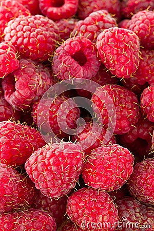 Red raspberries background Stock Photo