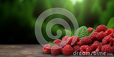 Red Raspberry organic fruit copy space background Stock Photo