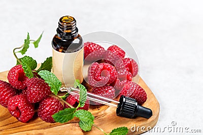 Red Raspberry Seed Oil. Pure, Natural. Aromatherapy, Massage Base Oil, Sunscreen Stock Photo