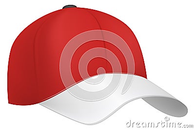 Red realistic cap. Blank baseball hat mockup Vector Illustration