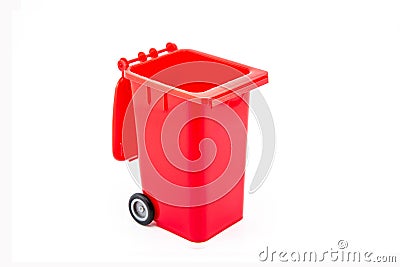 Red recycling bin on white background Stock Photo
