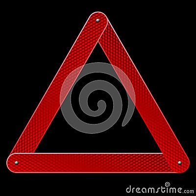 Red reflective warning triangle emergency sign Vector Illustration