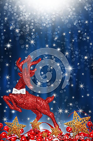 Red reindeer with stars Stock Photo