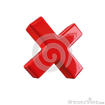 Red rejection icon render. 3D rejected sign. Check mark. Cross sign - can be used as symbols of wrong, close, deny etc Stock Photo