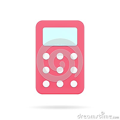 Red remote control 3d icon. Volumetric device for wireless communication with gadgets Vector Illustration