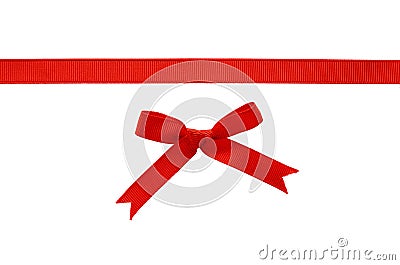 Red rep ribbon and bow Stock Photo