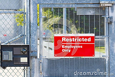 Red Restricted Employees Only Sign Stock Photo