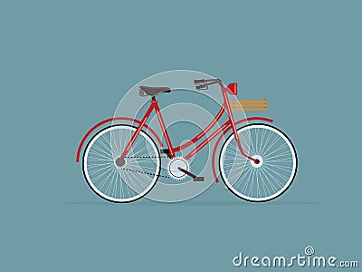 Red retro bicycle Vector Illustration