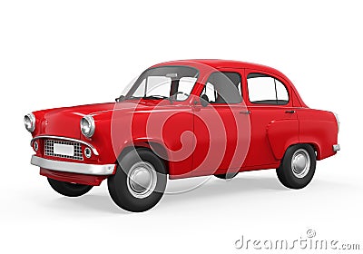 Red Retro Car Isolated Stock Photo