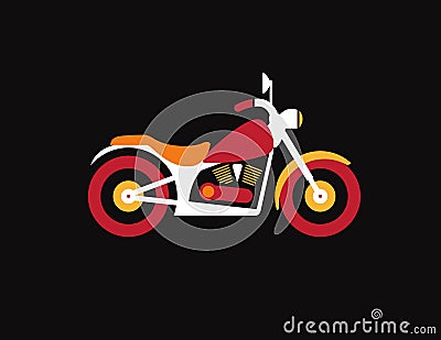 Red retro vintage motorcycle icon isolated on dark background Stock Photo