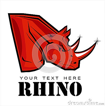 Red rhino with the sharp tusk / horn Vector Illustration