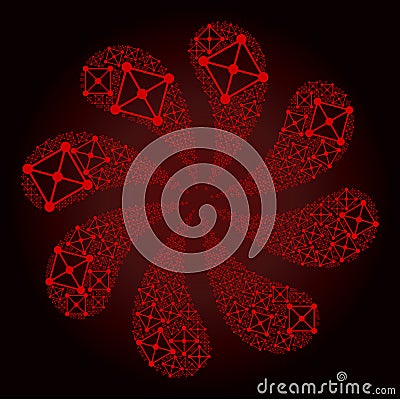 Bloody Rhombus Grid Nodes Icon Swirl Flower Vector Illustration