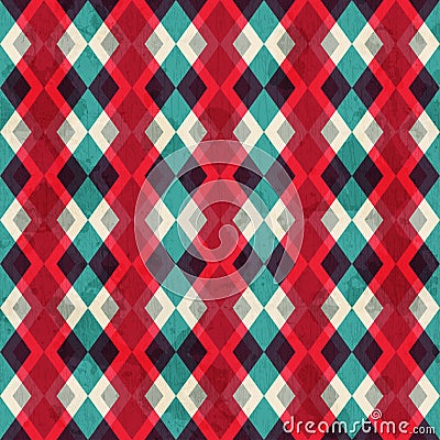 Red rhombus seamless pattern with grunge effect Vector Illustration