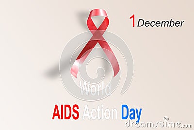 red ribbon. AIDS awareness sign. World HIV Day symbol. Stock Photo