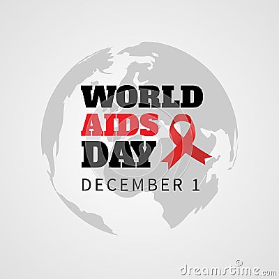 Red ribbon of AIDS day Vector Illustration