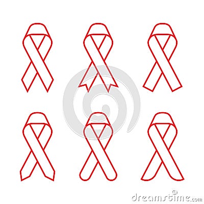 Red ribbon AIDS, HIV icon illustration, flat color Vector Illustration