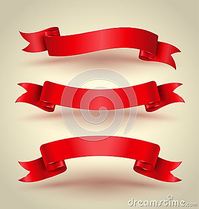 Red ribbon banner set Vector Illustration