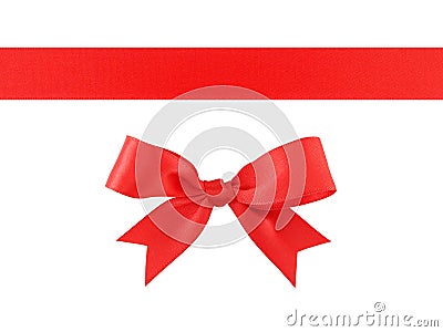 red color ribbon tape and tied bow isolated on white background, simple decoration for add beauty to gift box and greeting card Stock Photo