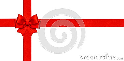 Red ribbon bow isolated on white. Gift card concept Stock Photo