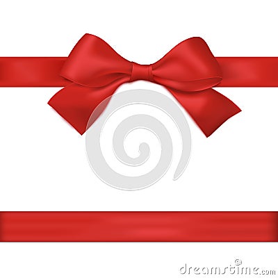 Red ribbon with bow. Vector Vector Illustration