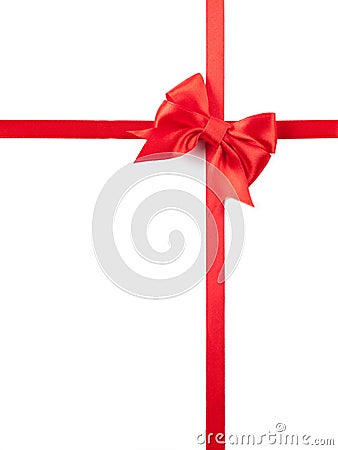 Red ribbon bow on white background Stock Photo
