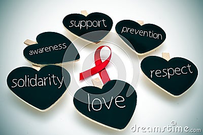Red ribbon for the fight against AIDS Stock Photo