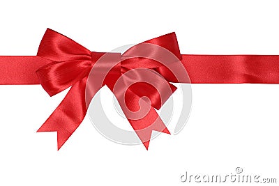 Red ribbon gift with bow for gifts on Christmas or Valentines da Stock Photo