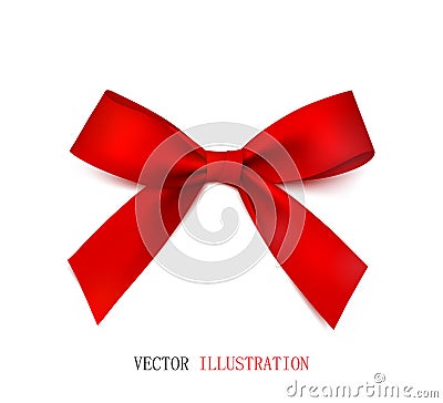 Red ribbon satin bow. Vector. Vector Illustration