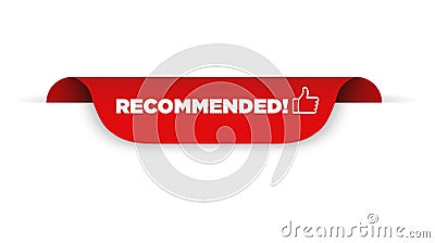 Red ribbon with text recommended. Vector illustration Vector Illustration