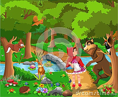 Red riding hood classic fairy tale vector illustration Vector Illustration